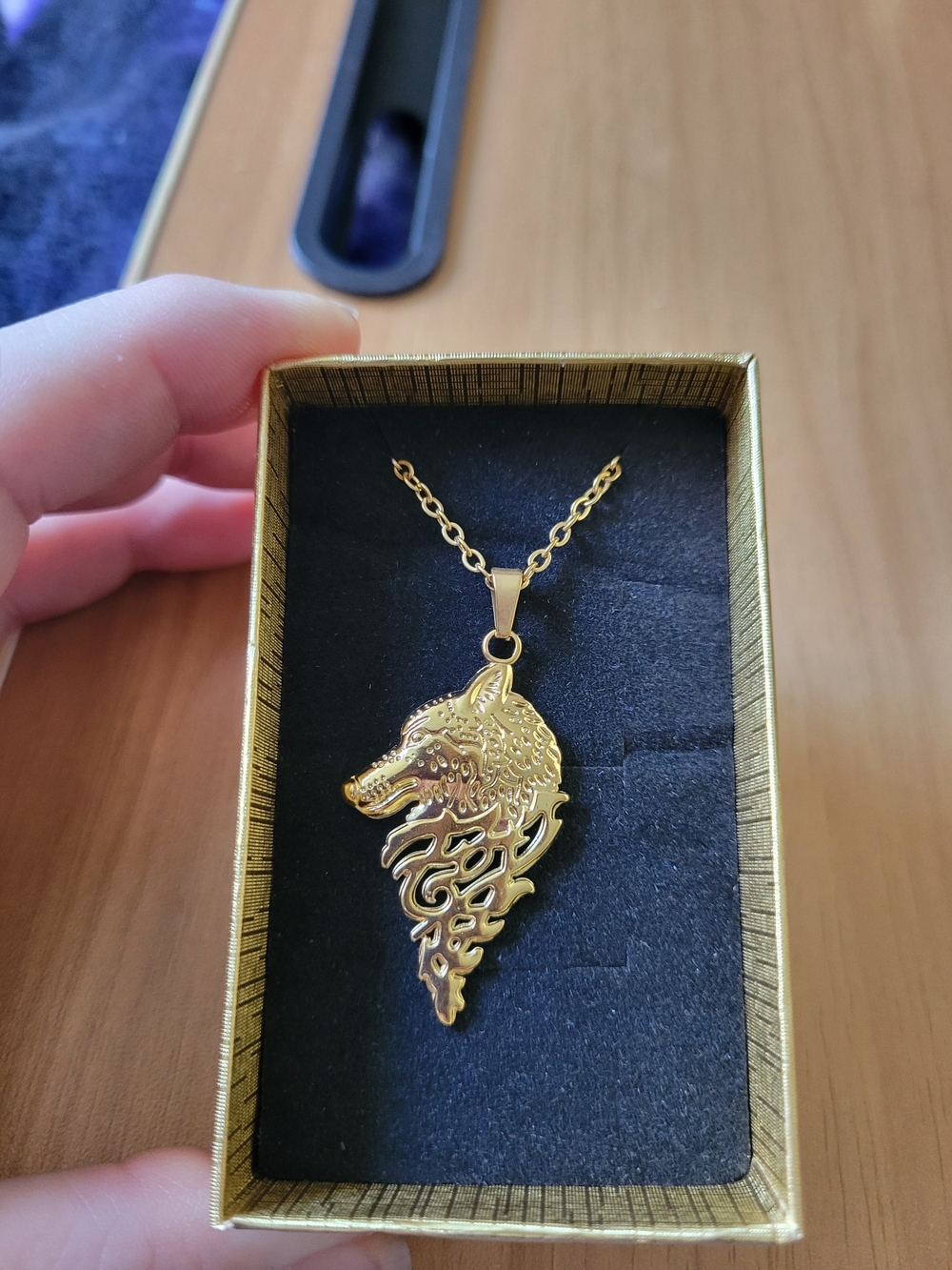 🧋NEW🧋 Gold Stainless Steel Wolf Head Pendant Necklace